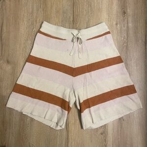 Striped Knit Women Shorts — tea n rose